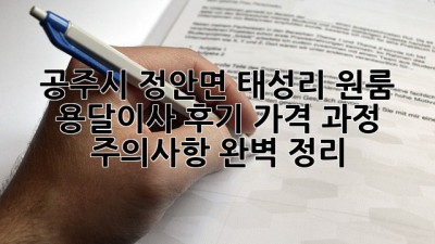 공주시 정안면 태성리 원룸 용달이사 후기: 가격, 과정, 주의사항 완벽 정리